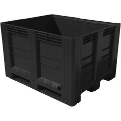 Plastic Pallet Box (Black, 600L, Solid Sides, 1200x1000x770mm)