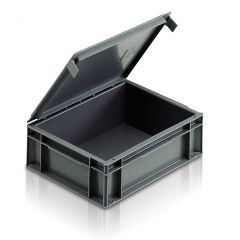Euro Container with Hinged Lid 10 Ltr Grey - Alison Handling