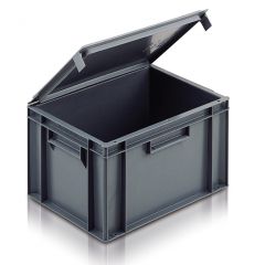 Euro Container with Hinged Lid 20 Ltr Grey - Alison Handling