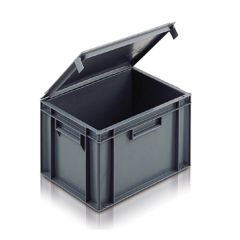 Euro Container with Hinged Lid 30 Ltr Grey - Alison Handling