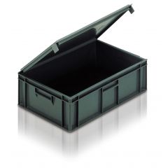 Euro Container with Hinged Lid 33 Ltr Grey - Alison Handling
