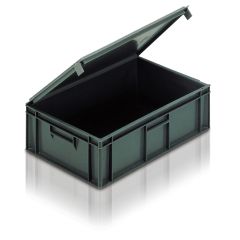 Euro Container with Hinged Lid 33 Ltr Grey - Alison Handling