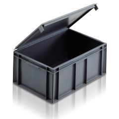 Euro Container with Hinged Lid 45 Ltr Grey - Alison Handling