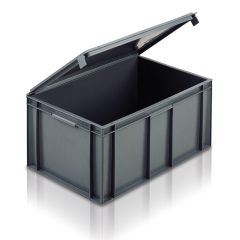 Euro Container with Hinged Lid 54 Ltr Grey - Alison Handling